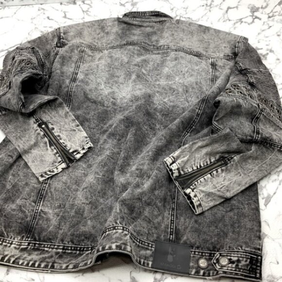 Men's Black Washed Fashion Denim Jacket NWT - Picture 2 of 7